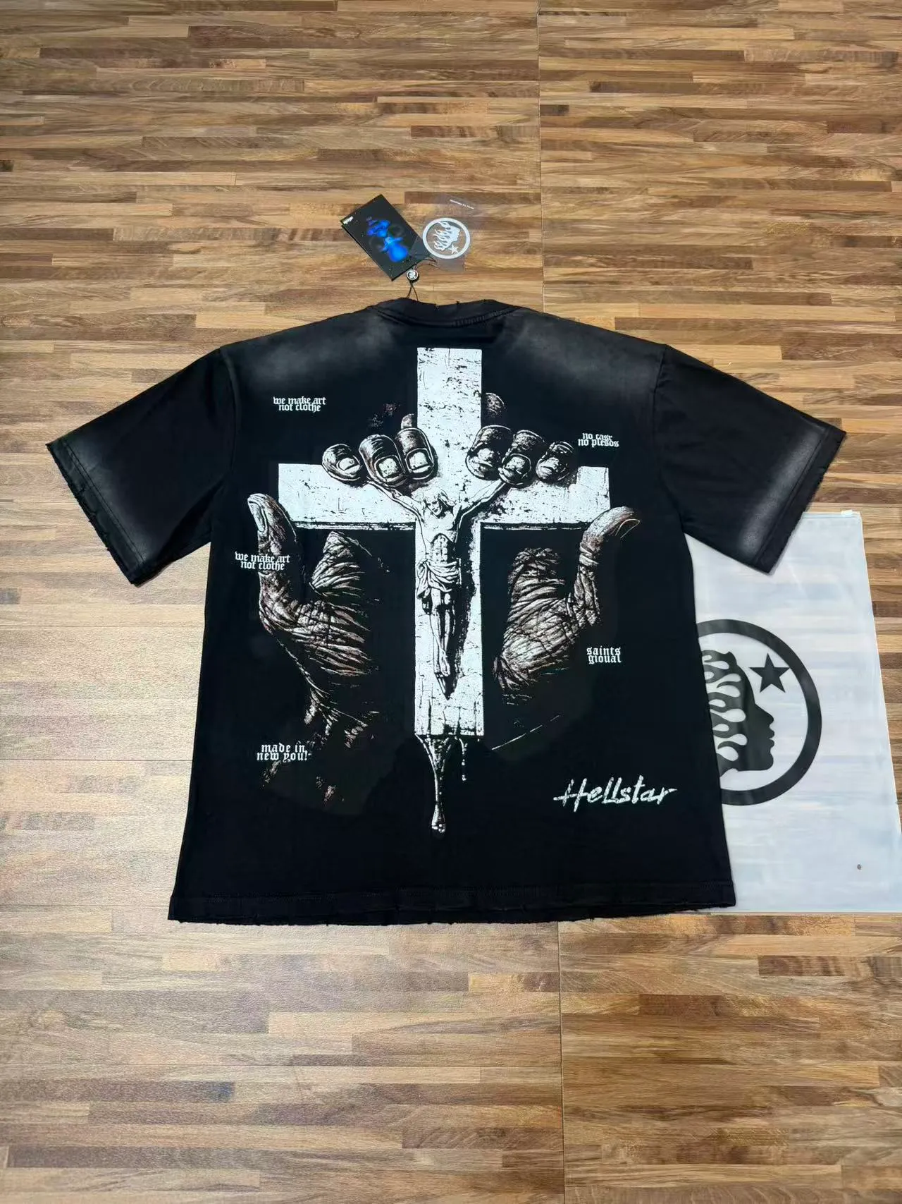 9303# Black ｜ P67 Hellstar/ （In Stock ） ： + + T （fabric):32 250 Sizes（size）：S-M- L- X L （colour）： Black 👉